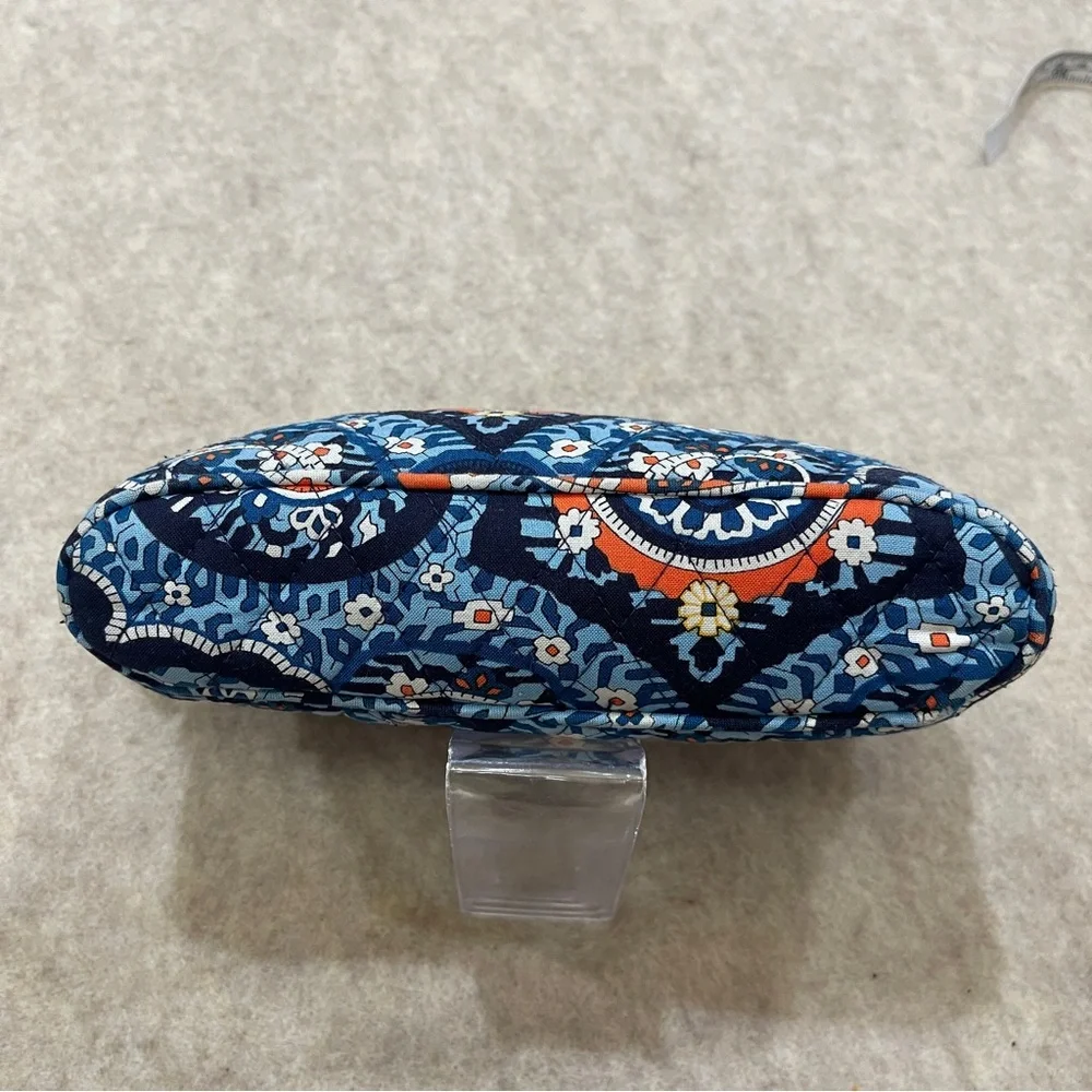 Vera Bradley Medium Ruffle Zip Dome Cosmetic Case  Marrakesh Blue Orange White